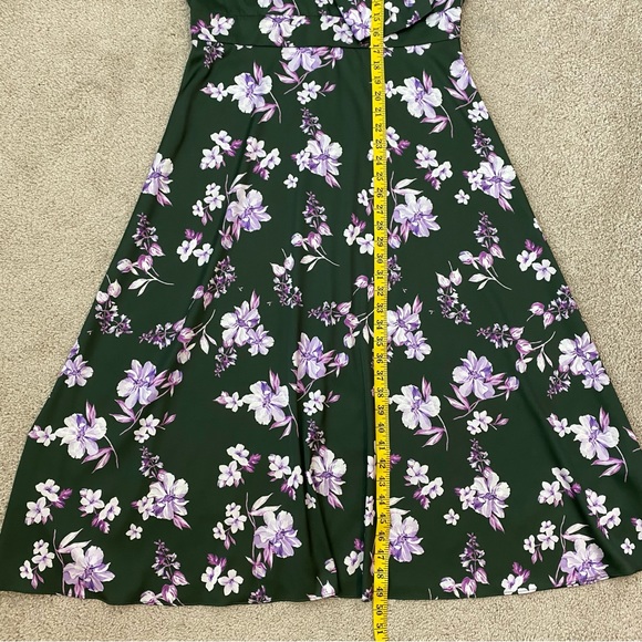 Alexia Admor Satin Mock Neck Midi Dress Green Floral 12 - Picture 12 of 12